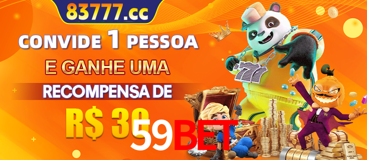 Banner institucional da 59BET sobre parceria de marcas e criação de uma marca de excelência, apresentando os mascotes de jogos populares como o Fortune Tiger.
